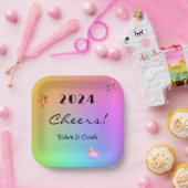 Bearbeitungsjahr, Gejubiläum Regenbogen 7-in-Platz Pappteller (Party)