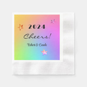 Bearbeitungsjahr, glühender Regenbogen Party Cockt Serviette