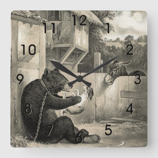 Beard - Bear, Dog and Donkey Square Wall Clock Quadratische Wanduhr (Vorderseite)