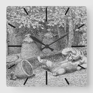 Beard - Bear Stung by Bees Quadratische Wanduhr