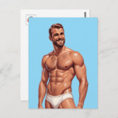 Beard & Brightness: The Modern Man in Retro Style Postkarte (Vorne/Hinten)