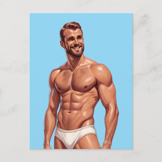 Beard & Brightness: The Modern Man in Retro Style Postkarte (Vorderseite)