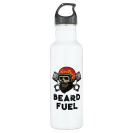 BEARD FUEL Funny Men Skull & Flames Joke Geschenk Edelstahlflasche