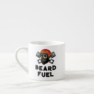 BEARD FUEL Funny Men Skull & Flames Joke Geschenk Espressotasse
