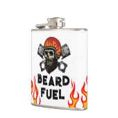 BEARD FUEL Funny Men Skull & Flames Joke Geschenk Flachmann (Links)