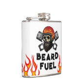 BEARD FUEL Funny Men Skull & Flames Joke Geschenk Flachmann (Rechts)