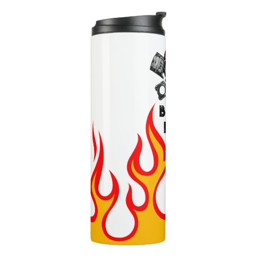 BEARD FUEL Funny Men Skull & Flames Joke Geschenk Thermosbecher (Nach links gedreht)