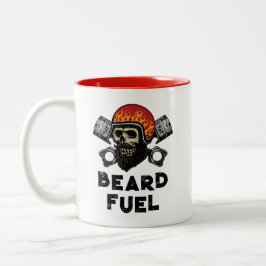 BEARD FUEL Funny Men Skull & Flames Joke Geschenk Zweifarbige Tasse
