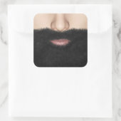 Beard Mouth and Nose Quadratischer Aufkleber (Tasche)