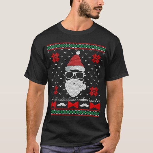 Beard Proud Santa Hipster Ugge Weihnachtsfeiertag  T-Shirt (Vorderseite)