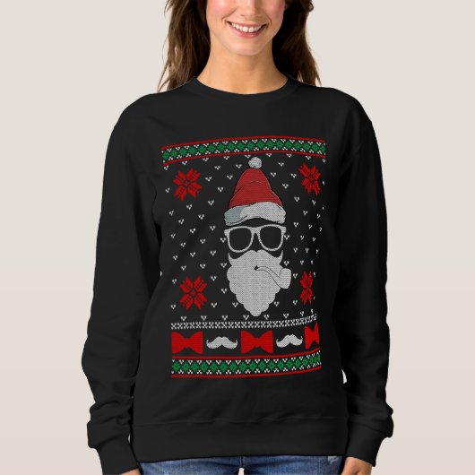 Beard Proud Santa Hipster Ugly Christmas Holiday P Sweatshirt (Vorderseite)