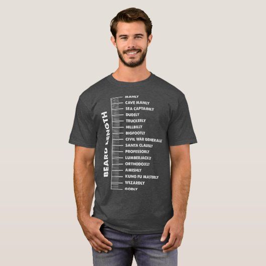 Beard Ruler Length Gift für Bartleute T-Shirt (Vorne ganz)