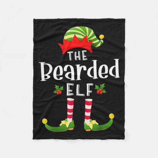 Bearded Christmas Elf Matching Pajama X-mas Party  Fleecedecke (Vorderseite)