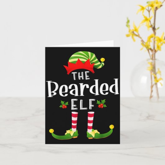 Bearded Christmas Elf Matching Pajama X-mas Party Karte (Gelbe Blume)