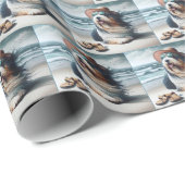 Bearded Collie am Meer Geschenkpapier (Rolleneckpunkt)
