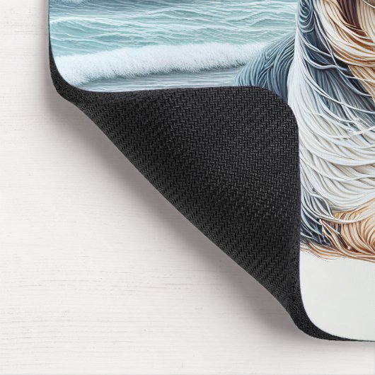 Bearded Collie Am Strand Mousepad (Ecke)