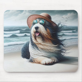 Bearded Collie Am Strand Mousepad