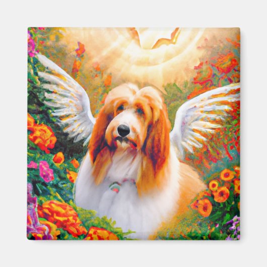 Bearded Collie Angel Wings Pet Memorial Magnet (Vorne)