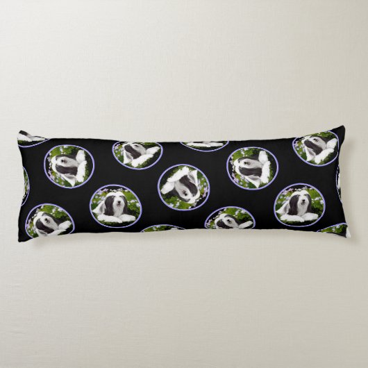 Bearded Collie Beardie Black Painting Niedliche Do Seitenschläferkissen (Rückseite)