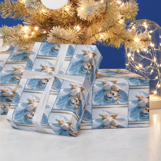 Bearded Collie Beim Schneegel Geschenkpapier (Feiertage)