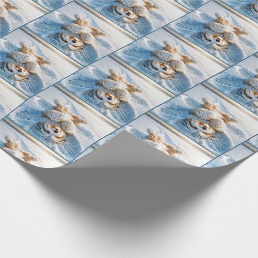 Bearded Collie Beim Schneegel Geschenkpapier (Ecke)
