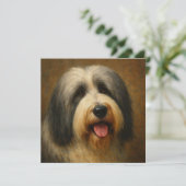 Bearded Collie Dankeskarte (Stehend Vorderseite)