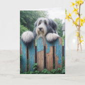 Bearded Collie Denken Sie an Sie Karte (Gelbe Blume)