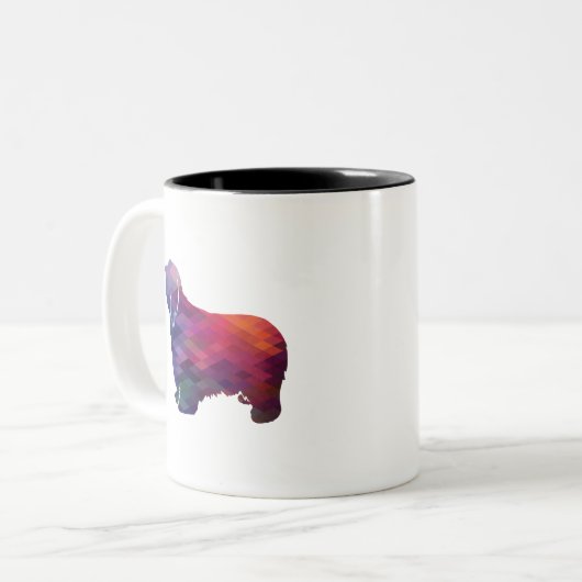 Bearded Collie Dog Breed Geo Silhouette Lila Zweifarbige Tasse (Vorderseite Links)