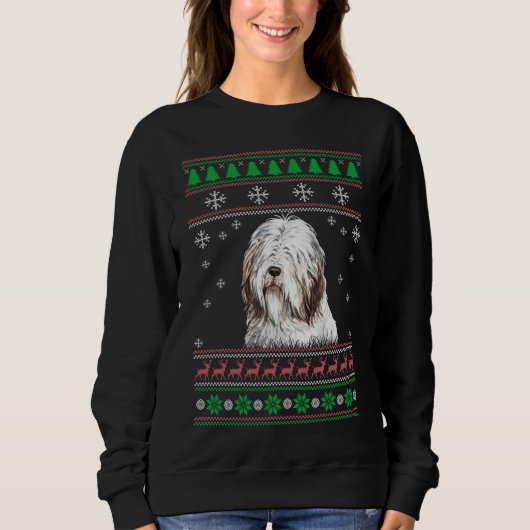 Bearded Collie Dog Lover Ugly Christmas Sweater Sweatshirt (Vorderseite)