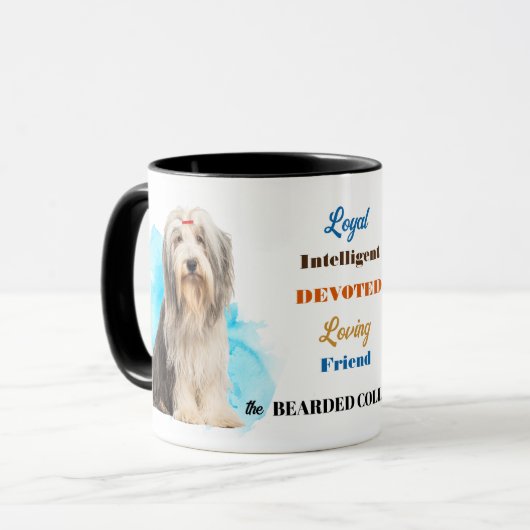 Bearded Collie Dog Loyal Friend Tasse (Vorderseite Links)
