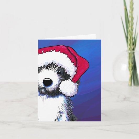 Bearded Collie Dog Weihnachtskarten Feiertagskarte (Vorderseite)