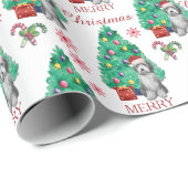 Bearded Collie Dog Weihnachtsmuster Geschenkpapier (Rolleneckpunkt)