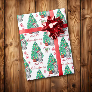 Bearded Collie Dog Weihnachtsmuster Geschenkpapier
