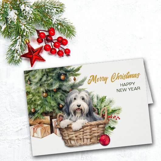 Bearded Collie Dog Wicker Korb Weihnachtsbaum