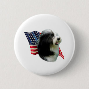 Bearded Collie Flag Button