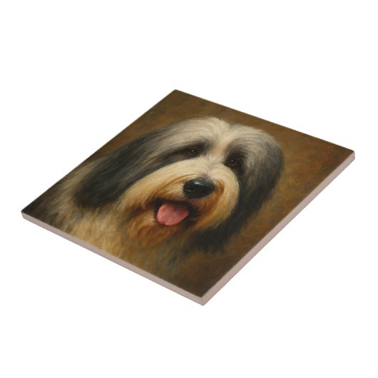 Bearded Collie Fliese (Seite)