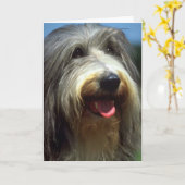 Bearded Collie Karte (Gelbe Blume)