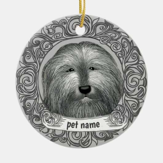 Bearded Collie Love Gedächtnisschmuck Keramik Ornament (Vorne)