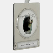 Bearded Collie Mama 2 Banner-Ornament Silber (Rechts)