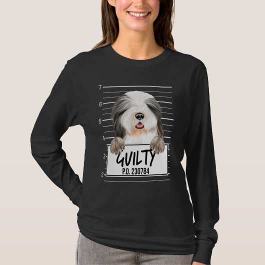 Bearded Collie Mugshot Guilty Dog T-Shirt (Vorderseite)