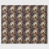 Bearded Collie Neujahr Geschenkpapier (Flach)