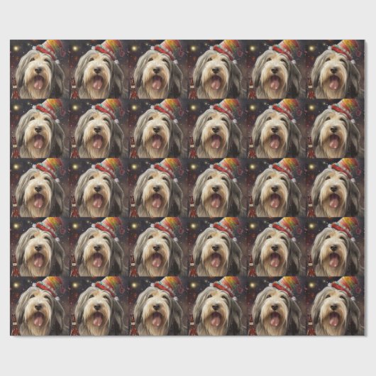 Bearded Collie Neujahr Geschenkpapier (Flach)