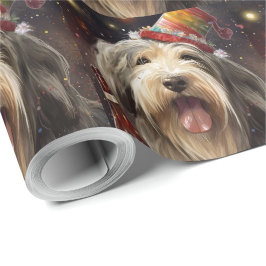 Bearded Collie Neujahr Geschenkpapier (Rolleneckpunkt)
