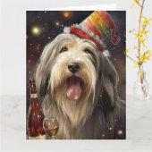 Bearded Collie Neujahr Karte (Gelbe Blume)