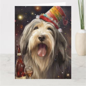 Bearded Collie Neujahr Karte (Vorderseite)