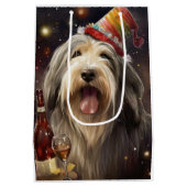Bearded Collie Neujahr Mittlere Geschenktüte (Rückseite)