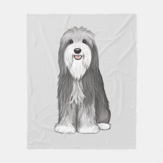 Bearded Collie | Niedlicher Cartoon Dog Throw Blan Fleecedecke (Vorderseite)