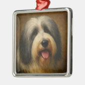 Bearded Collie Ornament Aus Metall (Links)