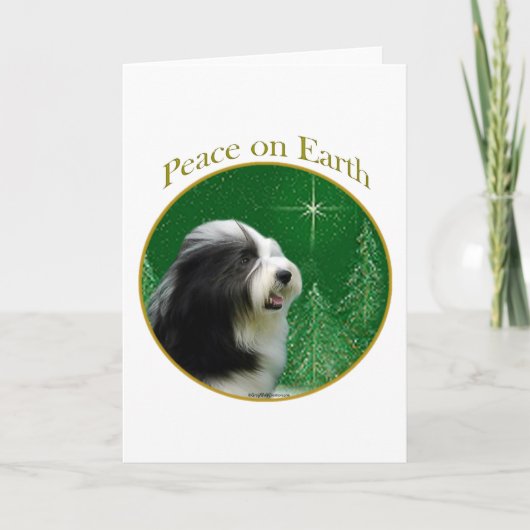 Bearded Collie Peace Feiertagskarte (Vorderseite)