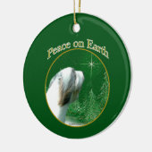 Bearded Collie Peace Keramik Ornament (Links)